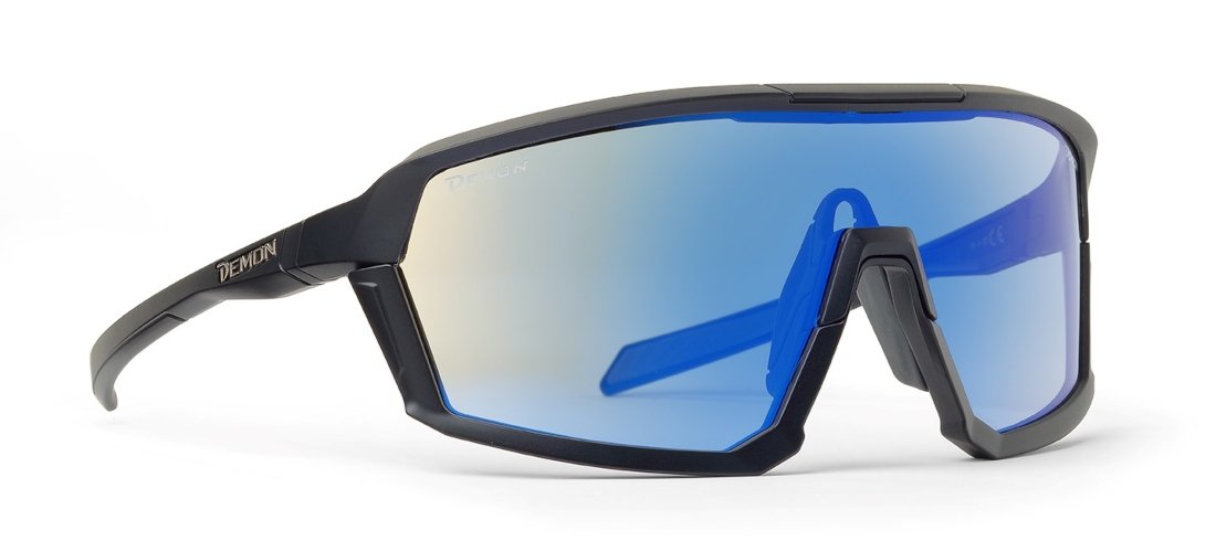 MTB photochromic glasses gravel model matt black blue