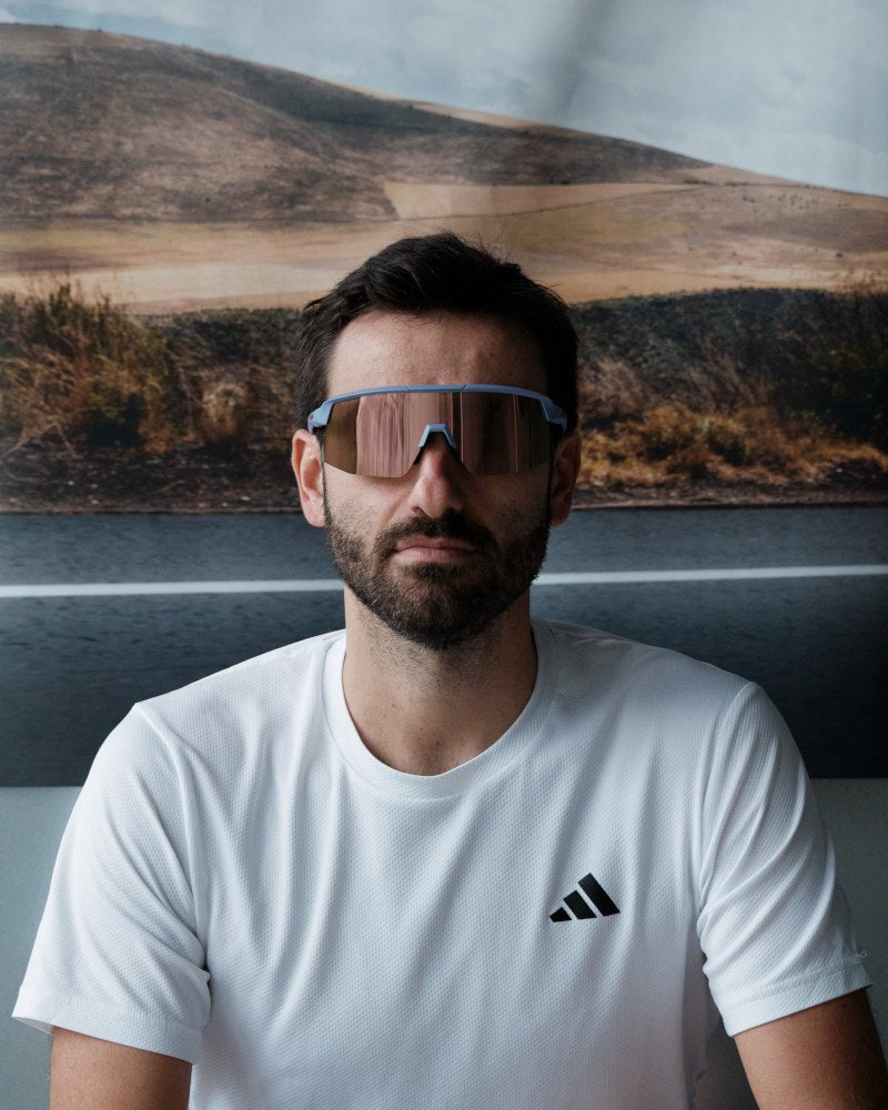 Road running gold mirrored glasses for running ROUBAIX model matt lavanda