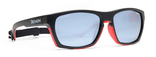 Trekking glasses with polarized mirrored lenses special model black red